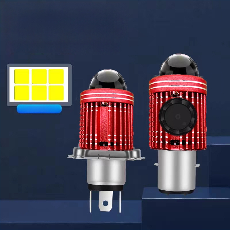 LED prednje svjetlo za motocikl s ugrađenom fisheye lećom, dvostruka hvataljka, H4 dvostruki snop