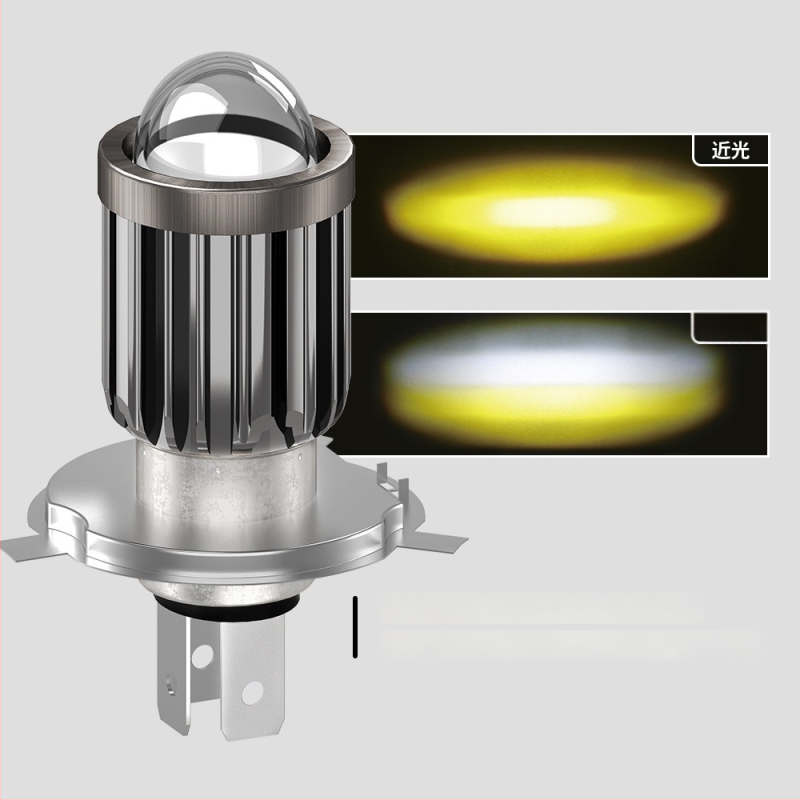 Motorkerékpár LED-fényszóró fish-eye lencsével, H4–H6, távoli és közeli fény