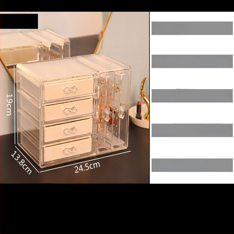 Nelja-kihiline laualine juveelide hoiukarp, tolmukindel ja niiskuskindel, plastkonstruktsioon