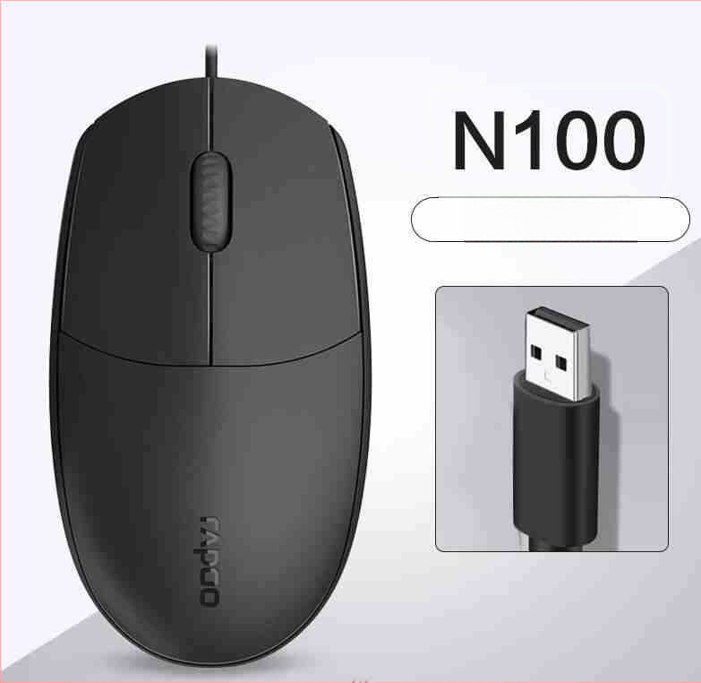 Rapoo N100 laidinis USB optinė pelė nešiojamam kompiuteriui, 1600 DPI, 3 mygtukai, ergonomiška
