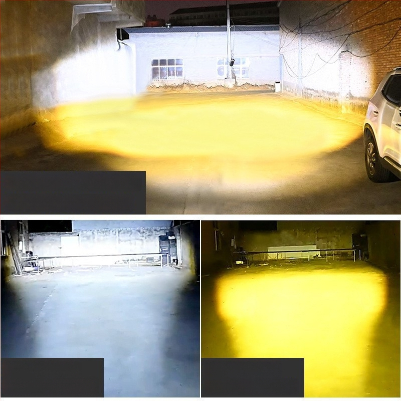 Vanjski LED far za motocikl s visokim i niskim snopom, dvobojni žuto-bijeli pomoćni far