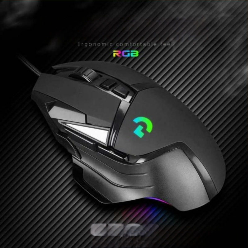 G502 laidinė žaidimų pelė su 5600 DPI lazeriniu jutikliu, 10 programuojamų mygtukų, RGB apšvietimas, makro redaktorius, 4 krypties ratukas