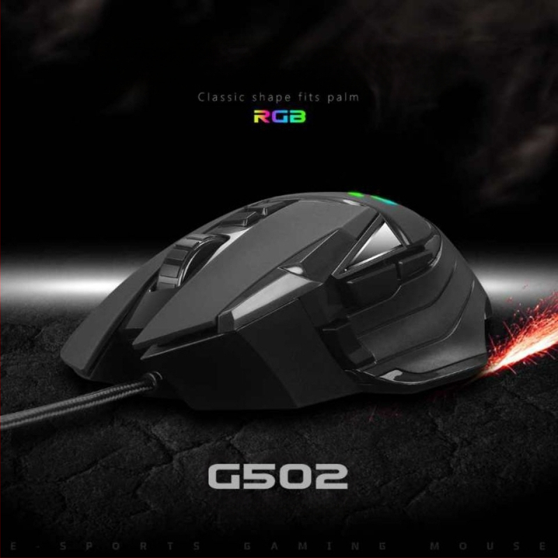 G502 laidinė žaidimų pelė su 5600 DPI lazeriniu jutikliu, 10 programuojamų mygtukų, RGB apšvietimas, makro redaktorius, 4 krypties ratukas