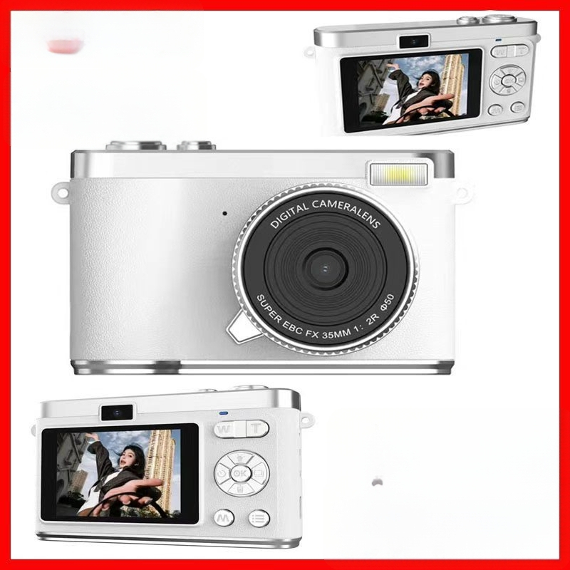 CCD skaitmeninė kamera su dvigubu objektyvu, 8x optinis priartinimas, 2,4 colių LCD, 1080p raiška, MicroSD saugykla, naktinė fotografija