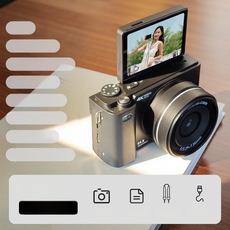 HD bezzrcalna digitalna kamera s 16x optičkim zumom, automatskim fokusom i preklopnim zaslonom za putovanja i selfije