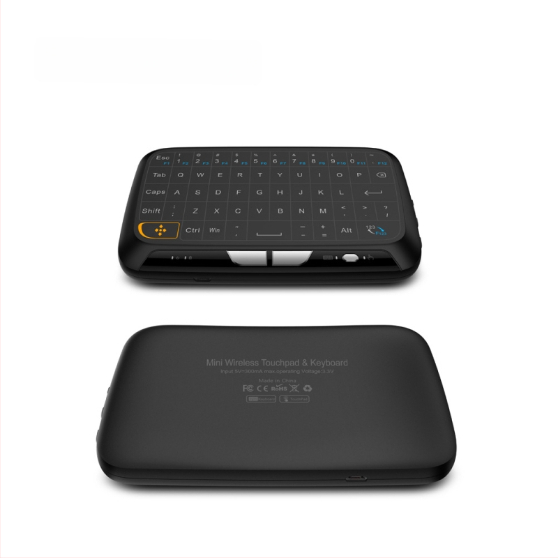 H18 Mini tastatūra ar bezvadu Air Mouse – 2.4G, USB, 1600 DPI, darbības attālums 20 m, svars 0,22 kg