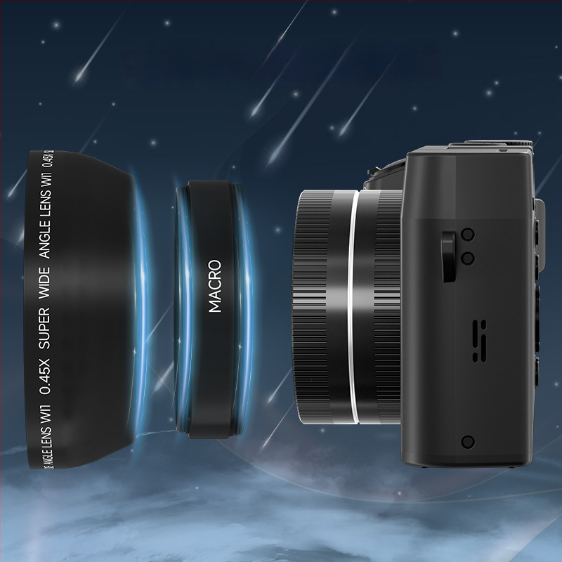 Beveidrodinė kamera su dviejų kamerų priekyje ir gale, 16MP CMOS jutiklis 1/2.9, 18x optinis priartinimas su periskopiniu objektivu, 5K/30fps vaizdo įrašas, 3.0in LCD