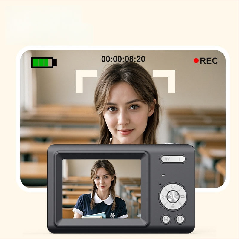 Cameră digitală CCD, cameră portabilă HD pentru călătorii, compactă, cu zoom optic 16x și zoom digital 16x