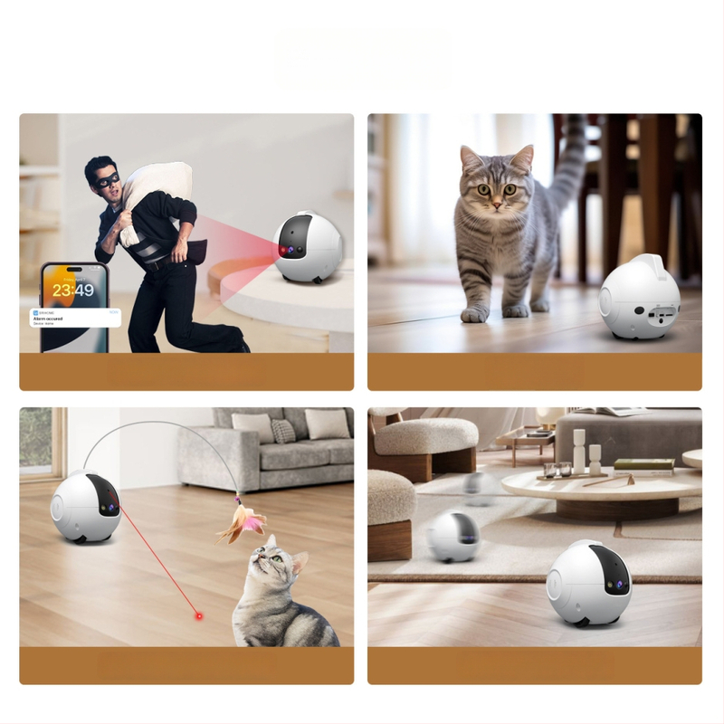 Cameră de supraveghere pentru animale de companie, personalizată în fabrică, pentru distracția pisicilor, monitorizare mobilă Wi‑Fi și robot gardian cu interfon la distanță