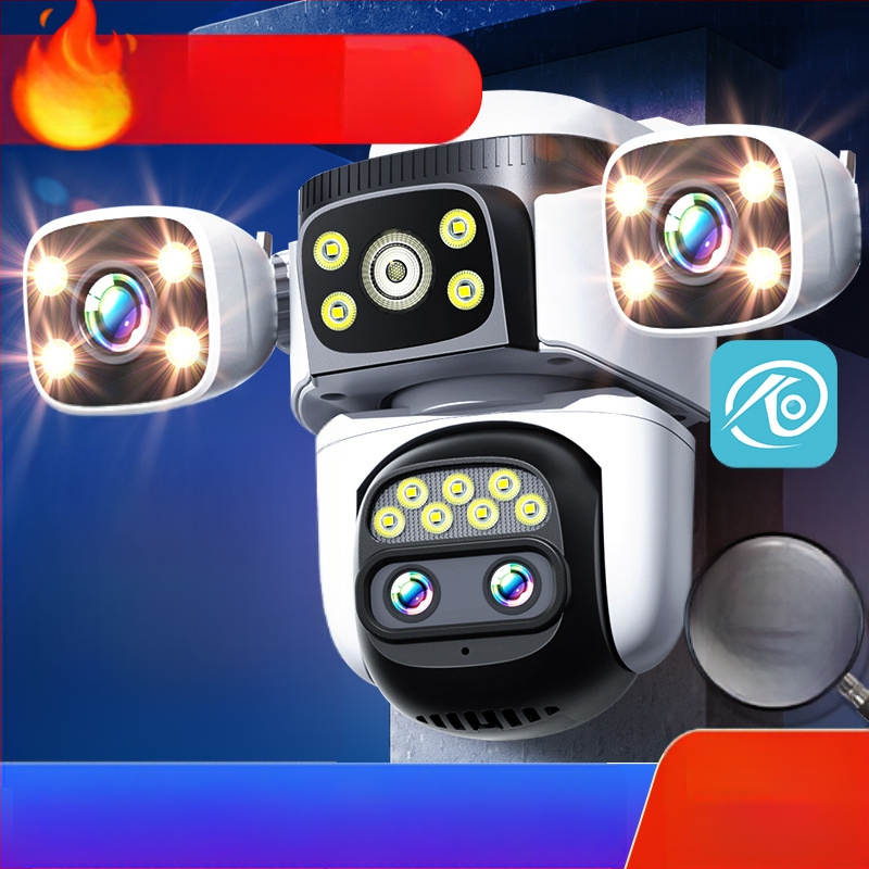 Vanjska PTZ kamera s noćnim vidom, Ultra HD, 4G, bežična 360°, za kućnu upotrebu, 3-kanalni prikaz