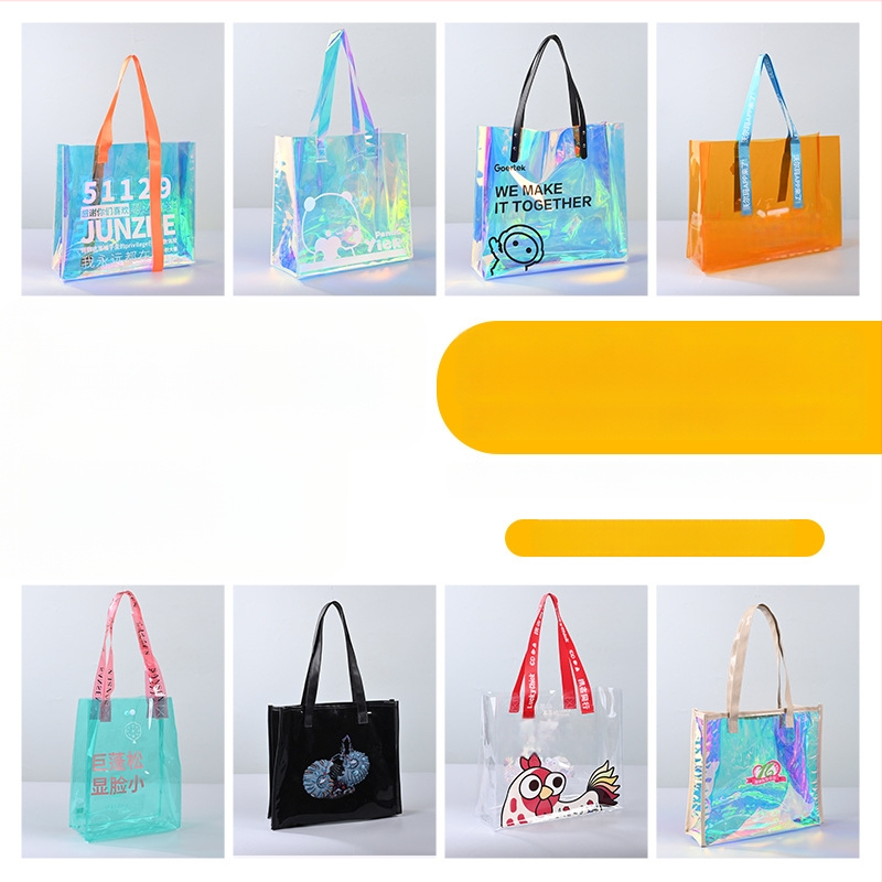 PVC lazerinis krepšys su individualizuotu logotipu, užtrauktukas, daugiafunkcinė dovanos maišelis