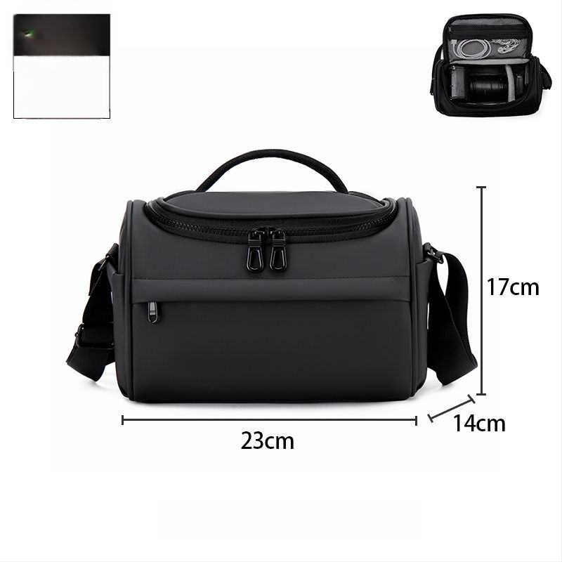 Fotoaparato krepšys – atsparus vandeniui, atsparus dilimui, sumažina apkrovą; PU medžiaga; tinka DSLR ir be veidrodinės kameros; pečių krepšys kelionėms; išlenkta peties juosta; vasara 2025