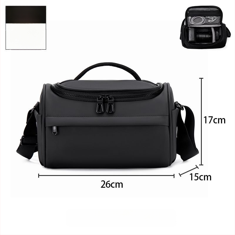 Fotoaparato krepšys – atsparus vandeniui, atsparus dilimui, sumažina apkrovą; PU medžiaga; tinka DSLR ir be veidrodinės kameros; pečių krepšys kelionėms; išlenkta peties juosta; vasara 2025