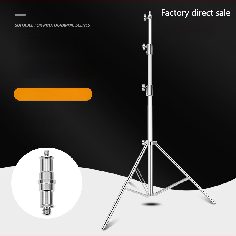 Nerūdijančio plieno fotografijos apšvietimo stovas su teleskopiniu kryžminiu laikikliu, 3 dalių stovas, apkrova 15 kg, vamzdžio skersmuo 25–35 mm, svoris 2,3 kg