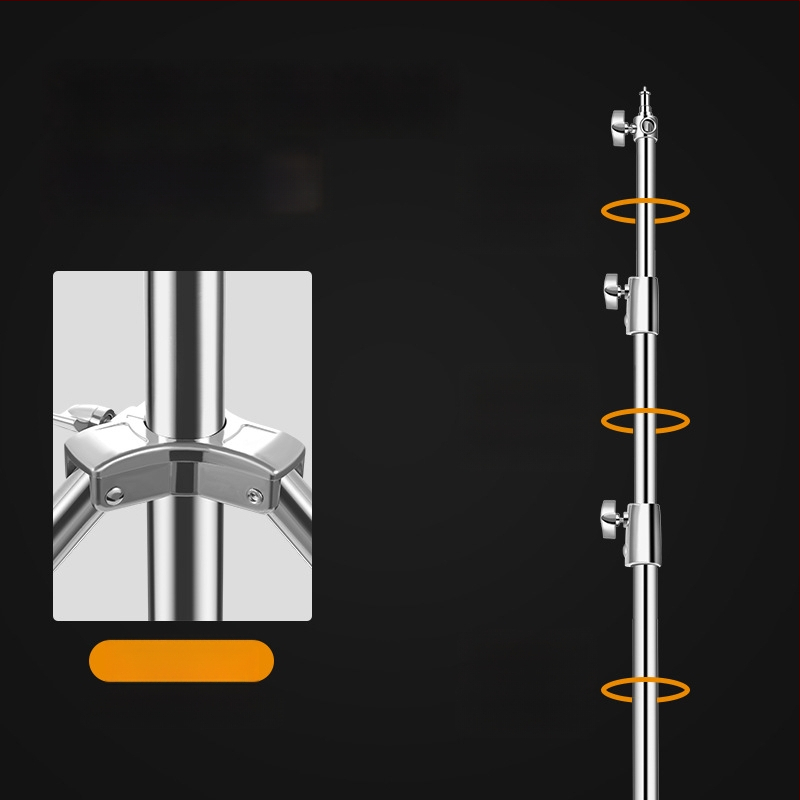 Nerūdijančio plieno fotografijos apšvietimo stovas su teleskopiniu kryžminiu laikikliu, 3 dalių stovas, apkrova 15 kg, vamzdžio skersmuo 25–35 mm, svoris 2,3 kg