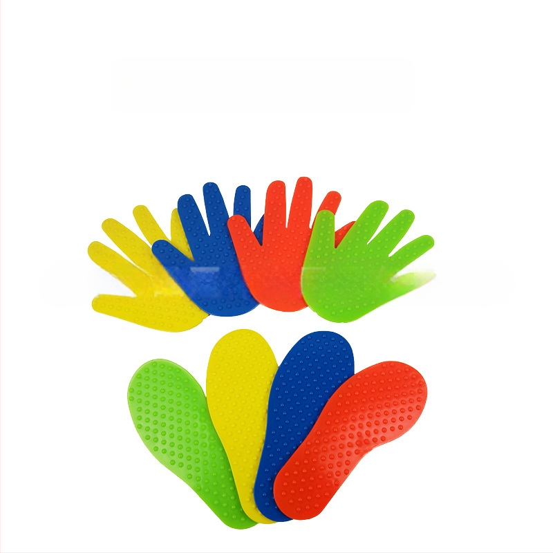 Bērnu sensoriskās masāžas palīgierīce ar roku un kāju nospiedumu taktilajām matēm, pielāgojams ciets līmes materiāls basketbola un futbola treniņiem