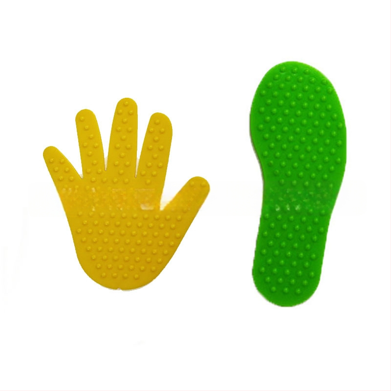 Bērnu sensoriskās masāžas palīgierīce ar roku un kāju nospiedumu taktilajām matēm, pielāgojams ciets līmes materiāls basketbola un futbola treniņiem