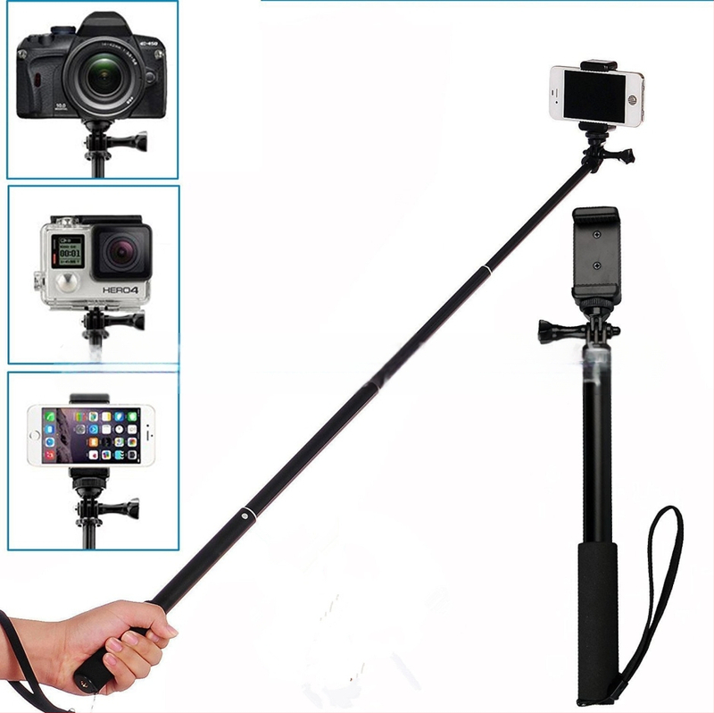 GoPro ir mobiliojo telefono selfie lazda — GP-1088, aliuminio lydinys, 4 sekcijos, maksimali apkrova 2 kg