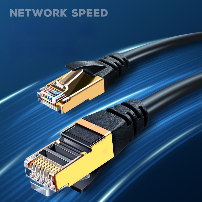 Cat6E Ethernet kabelis ar RJ-45 kristāla savienotāju, iekšējai un ārējai lietošanai, augstas veiktspējas gigabita kabelis