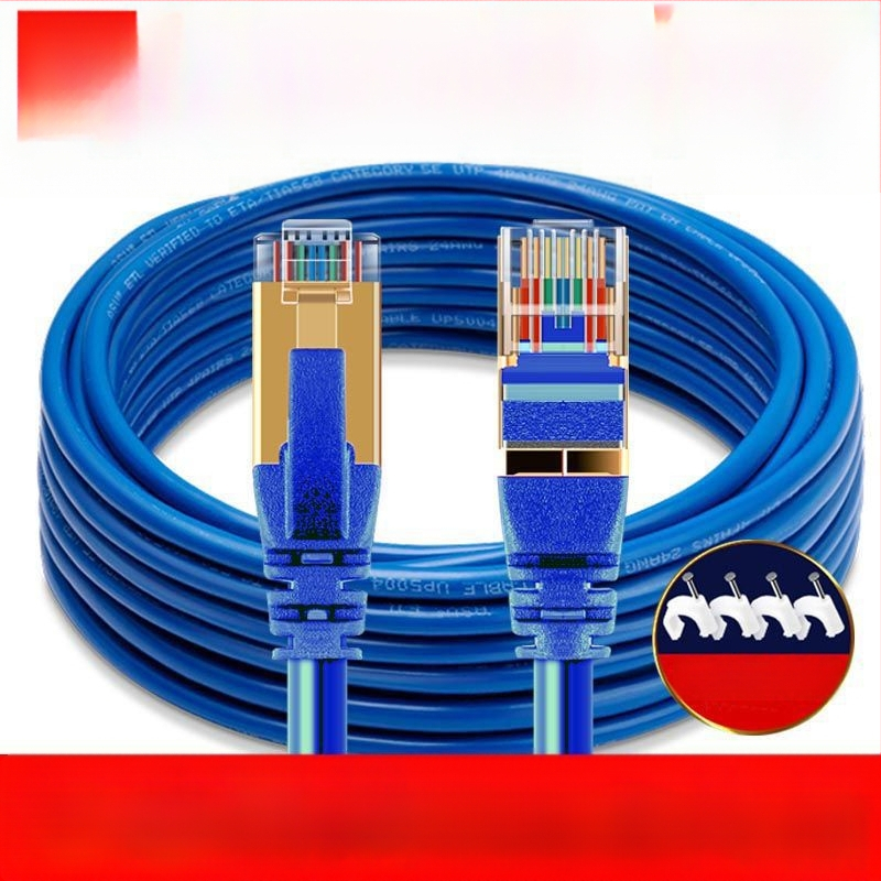 Cat6E Ethernet kabelis ar RJ-45 kristāla savienotāju, iekšējai un ārējai lietošanai, augstas veiktspējas gigabita kabelis