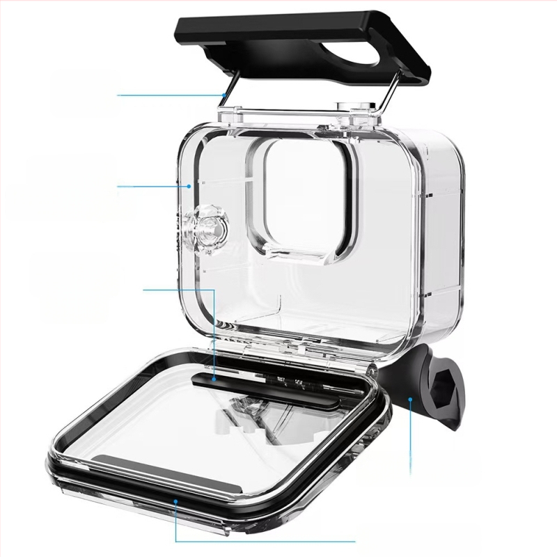 GoPro Hero9-13 vandeniui atspari narų dėžė, PC medžiaga, injekcinis liejimas, suderinama su GoPro 9-13 (PC medžiaga; injekcinis liejimas; suderinama GoPro 9-13)