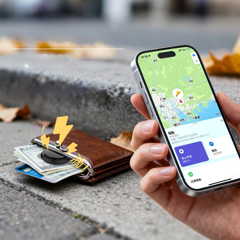 Universalus GPS sekiklis nuo netekimo su vieno mygtuko paspaudimu - ABS medžiaga, CR2032 baterija, GPS tikslumas 15 m, tinkamas naminiams gyvūnams, senjorams ir automobiliams