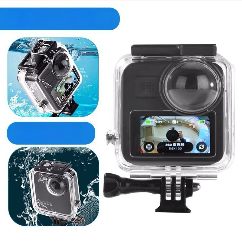 GoPro MAX povandeninė dėžė – 40 m gilumas, grūdinto stiklo objektyvas, nerūdijančio plieno ir PC optinės grūdinto stiklo konstrukcija, įpurškimo formavimas