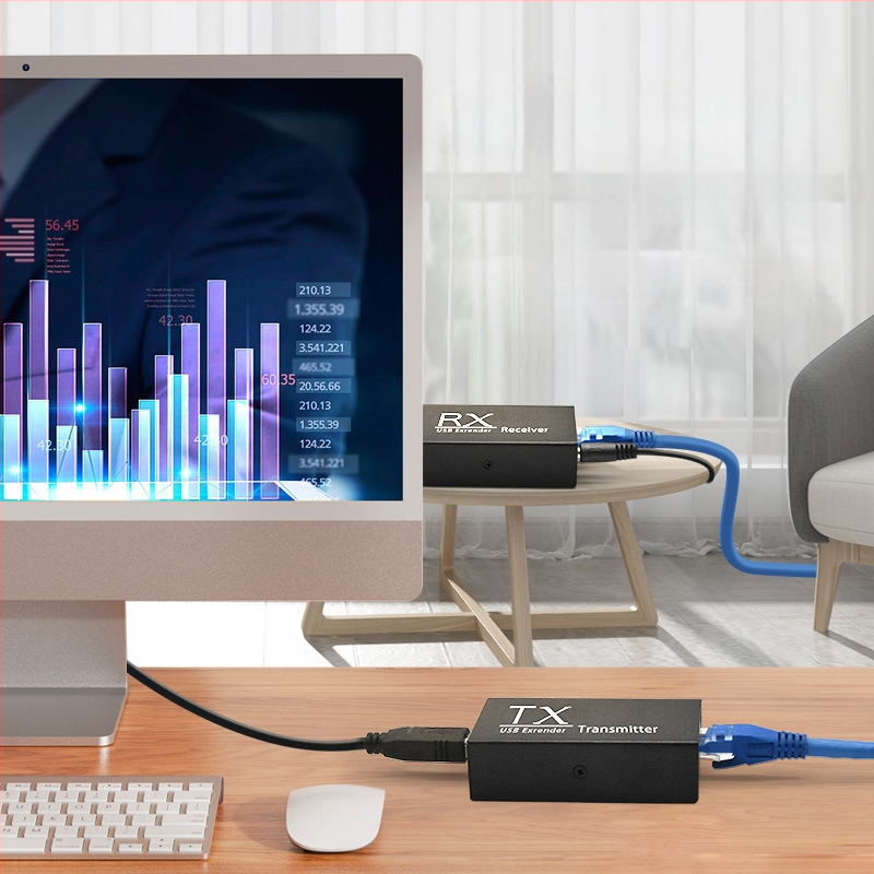 USB plėstuvas Hue104, universalus suderinamumas, kabelio ilgis iki 120 m, raiška 1920x1080, nuotolinio pažadinimo funkcija nepalaikoma, energijos valdymas nepalaikomas