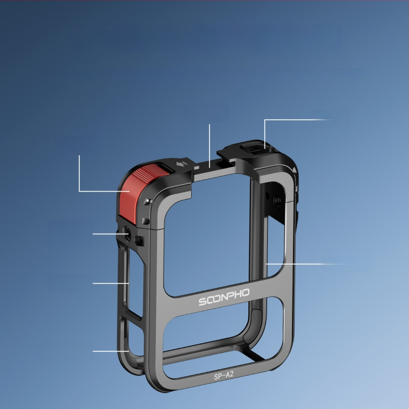 DJI Osmo 360 panoraminės kameros apsauginis rėmas – metalinė konstrukcija su objektyvo dangteliu