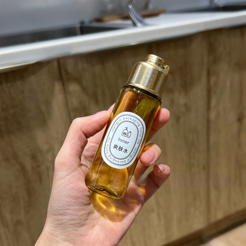 PET butelis su flip dangteliu vonios aliejui ir kosmetinei pakuotei — Blow molding gamyba, paviršiaus apdorojimas etiketėms, dangtelis įtrauktas