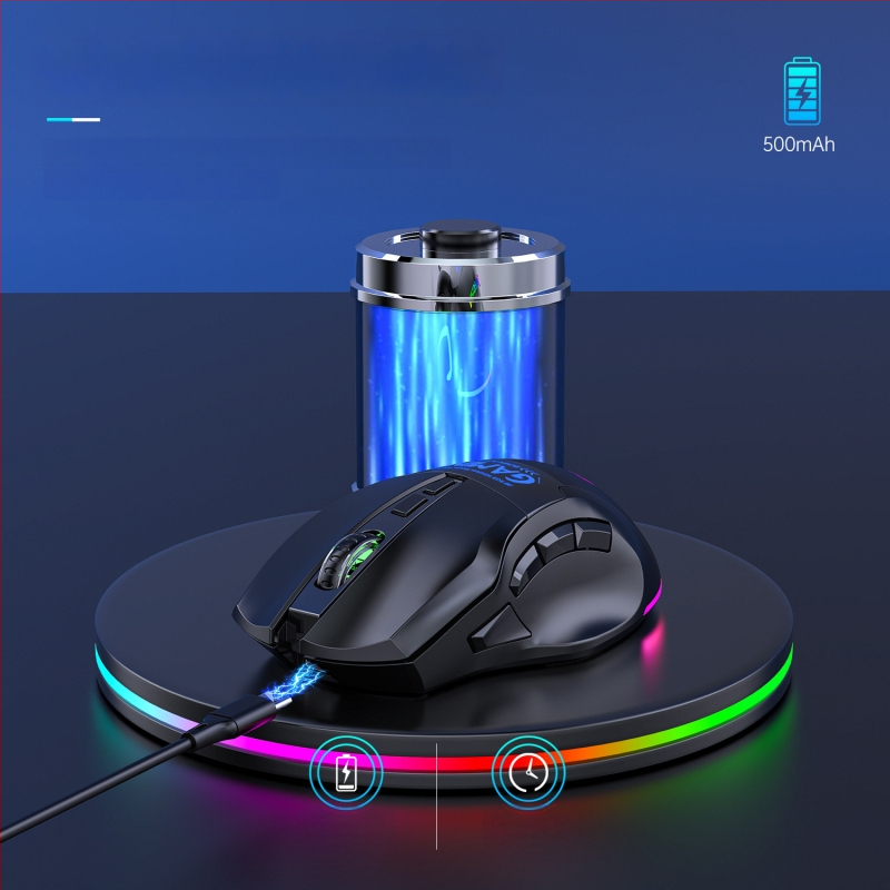 Spēļu pele ar 9 taustiņu makrodefinējumu, 2500dpi, bezvadu (USB interfeiss, darbības diapazons 10 m)