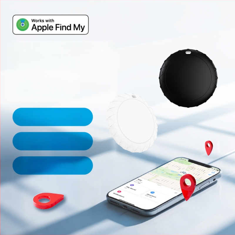 AirTag stila izsekotājs bērniem, vecākiem un mājdzīvniekiem ar GPS izsekošanu – atslēgu piekariņš, modelis JHX09, 210mAh, izmēri 31.5×31.5×7.8mm, svars 7 g, saderīgs ar iOS