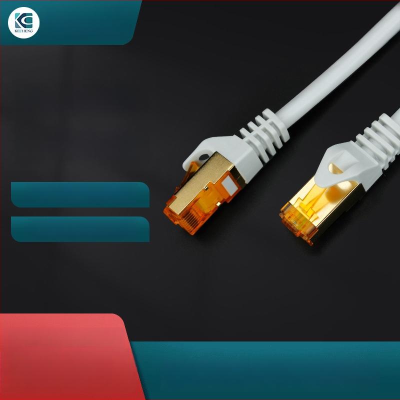 Kecheng KC-0605 Cat8 aizsargāts Ethernet kabelis, pārraides ātrums 500, darba temperatūra -40°C līdz +70°C, uzglabāšanas temperatūra -40°C līdz +70°C, vilkmes izturība 20 N, presēšanas izturība 20 N, piemērošana: maršrutētājs un datora savienojums