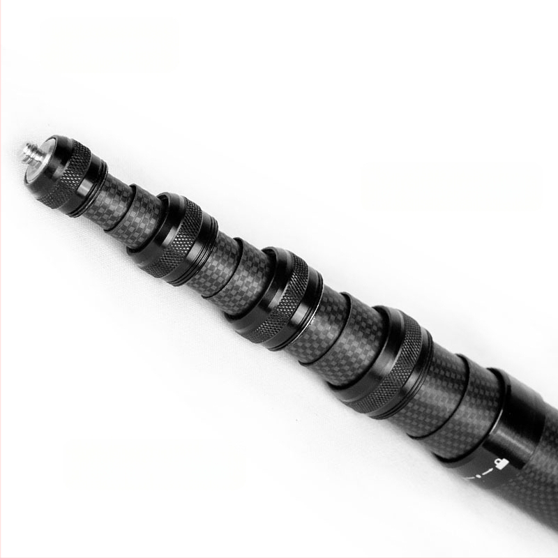 Anglies pluošto teleskopinė ištiesta lazda rankiniam įrašui, 9 skirsniai, maksimali apkrova 2–5 kg, suderinama su DJI Action 5 ir GoPro