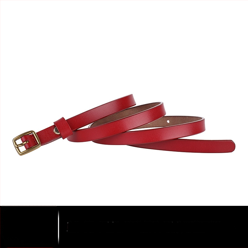 Sieviešu ādas josta – retro stils, plāna, divslāņu govs āda, sprādze no sakaļķa, japāņu aizvērums