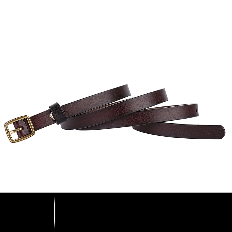 Sieviešu ādas josta – retro stils, plāna, divslāņu govs āda, sprādze no sakaļķa, japāņu aizvērums