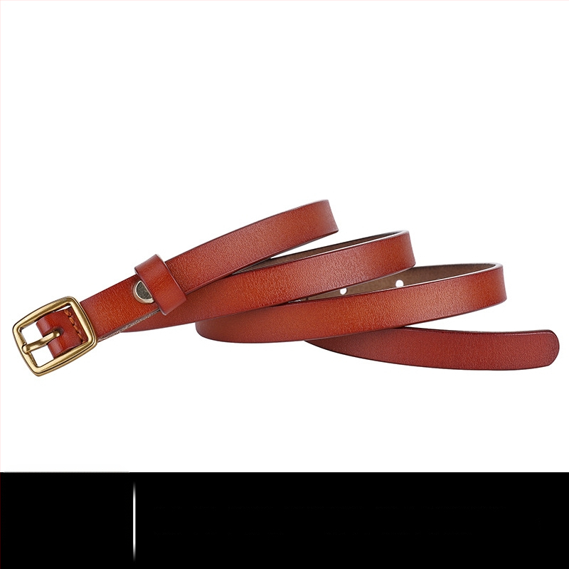 Sieviešu ādas josta – retro stils, plāna, divslāņu govs āda, sprādze no sakaļķa, japāņu aizvērums