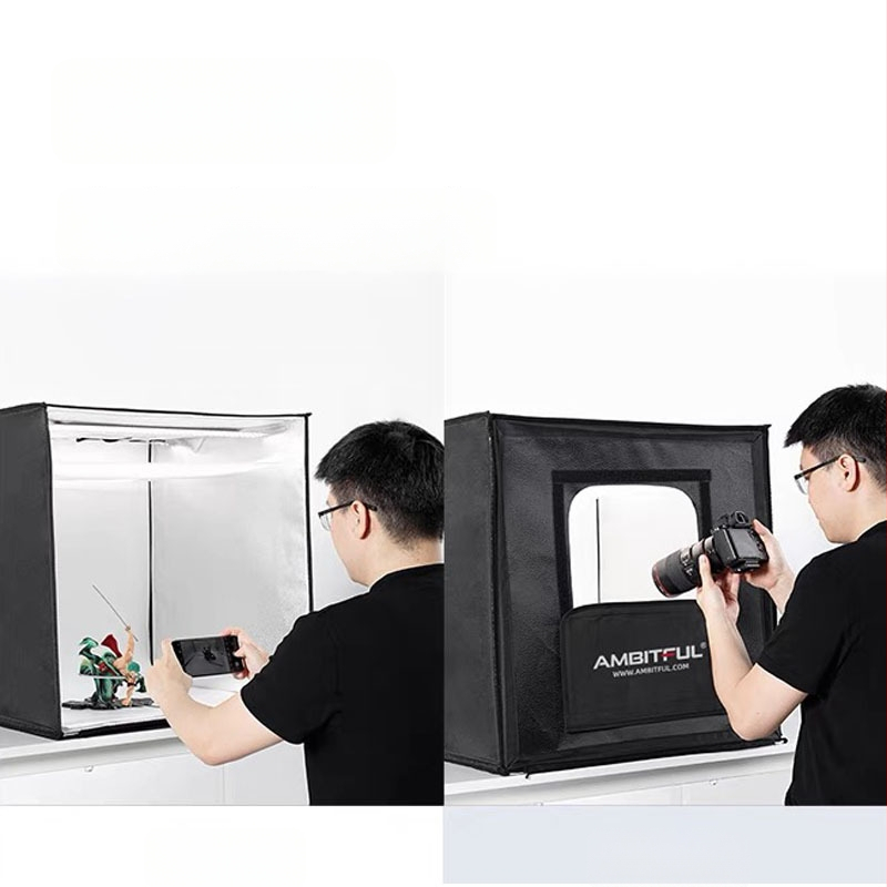 Kompakti studijos LED fotografavimo šviesos dėžė su softboxu, modelis 40/60/80; skirta asmeninei fotografijai; atspindinti medžiaga