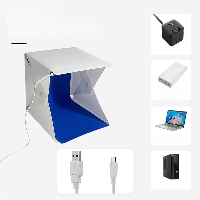 Kompaktiškas studijos softbox su LED apšvietimu, USB maitinimu ir ekologiško plastiko korpusu asmeninei fotografijai