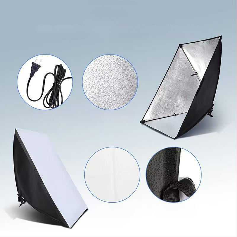 TS 5070 softbox rinkinys fotografijai, audinio konstrukcija, LED grybų formos šviesa, tri spalvų temperatūros ir reguliuojamas ryškumas