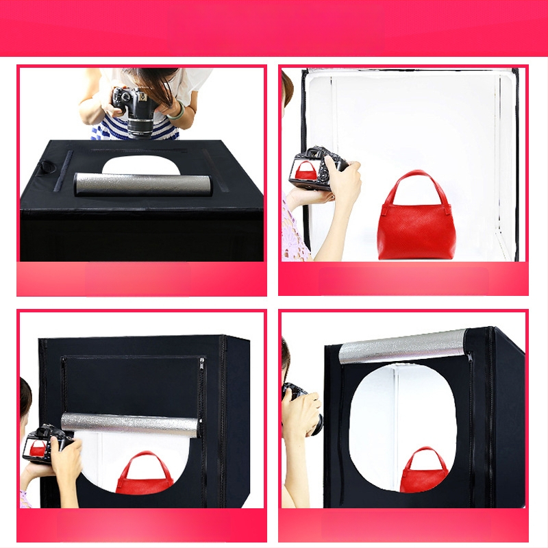 Prijenosno foto-studio s mekim svjetlom, 100 cm, set kutija za fotografiju s 4 LED pločice s podesivim svjetlom