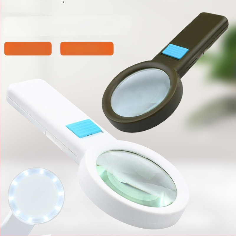 Chuda osvijetljena ručna povećalo s 10 LED, 10x optička HD leća, za čitanje starijima