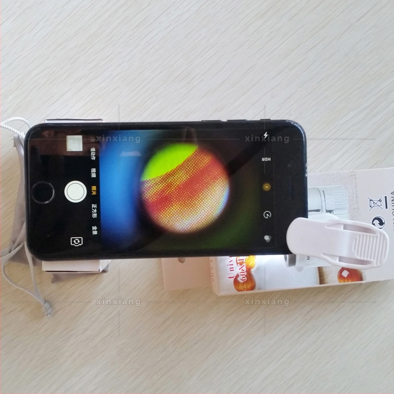 60x Klip LED povećalo za telefon s lampom za provjeru novčanica – prenosni optički mikroskop za identifikaciju nakita i dijamanata