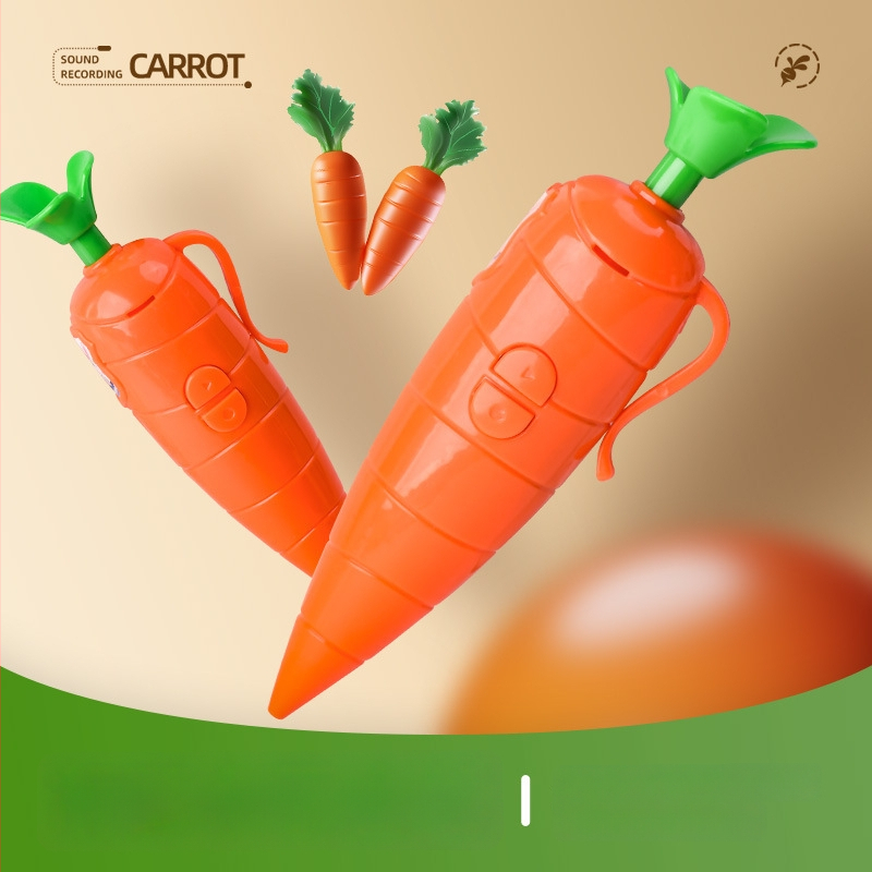 Porgandikujuline mitmefunktsionaalne helisalvestuse mänguasi pliiatsiga vajutatava nupuga, plastikust korpus, OEM-logo valik