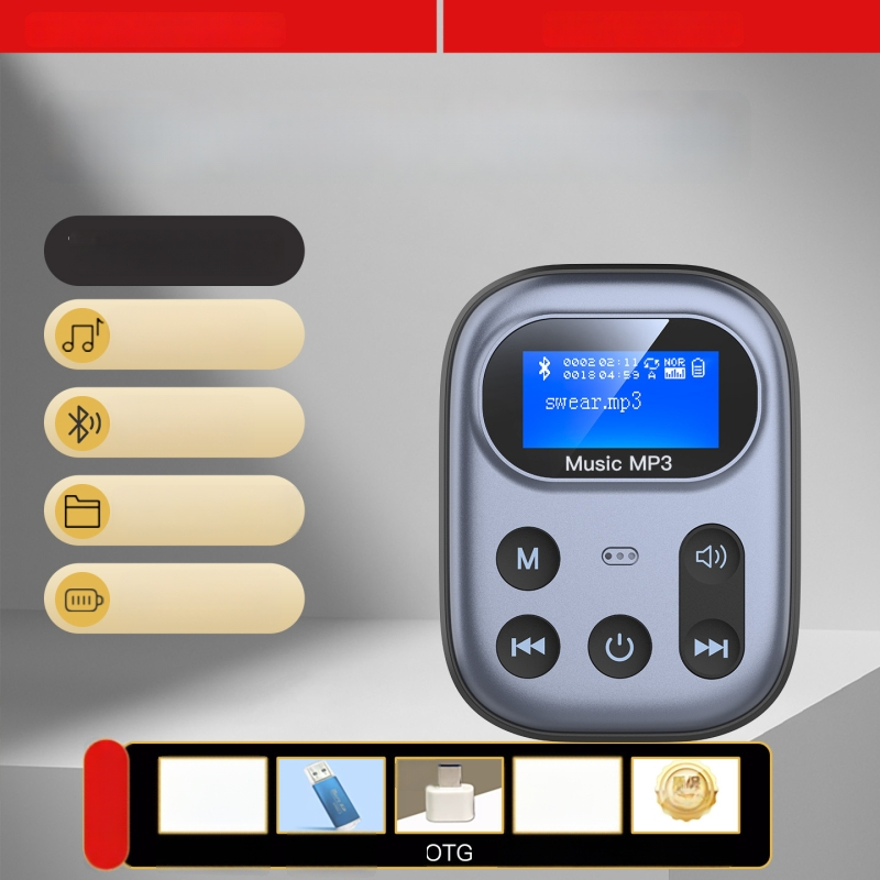 Bluetooth MP3-mängija saatja – TF-kaartide tugi, 3,5 mm kõrvaklappide pesa, aku kestvus 4–8 tundi, mudel 03