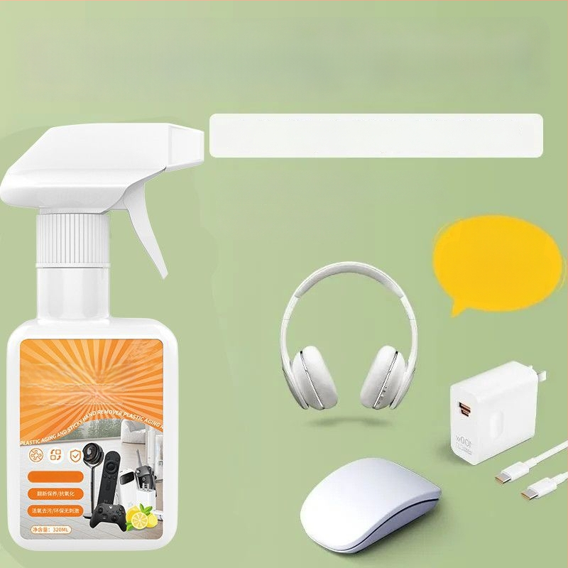 Mitmeotstarbeline puhastusvahend plast- ja kummipindade jaoks — eemaldab liimi ja plekid; sobib vihmavarju käepideme, hiire ja klaviatuuri käepidemete jaoks.