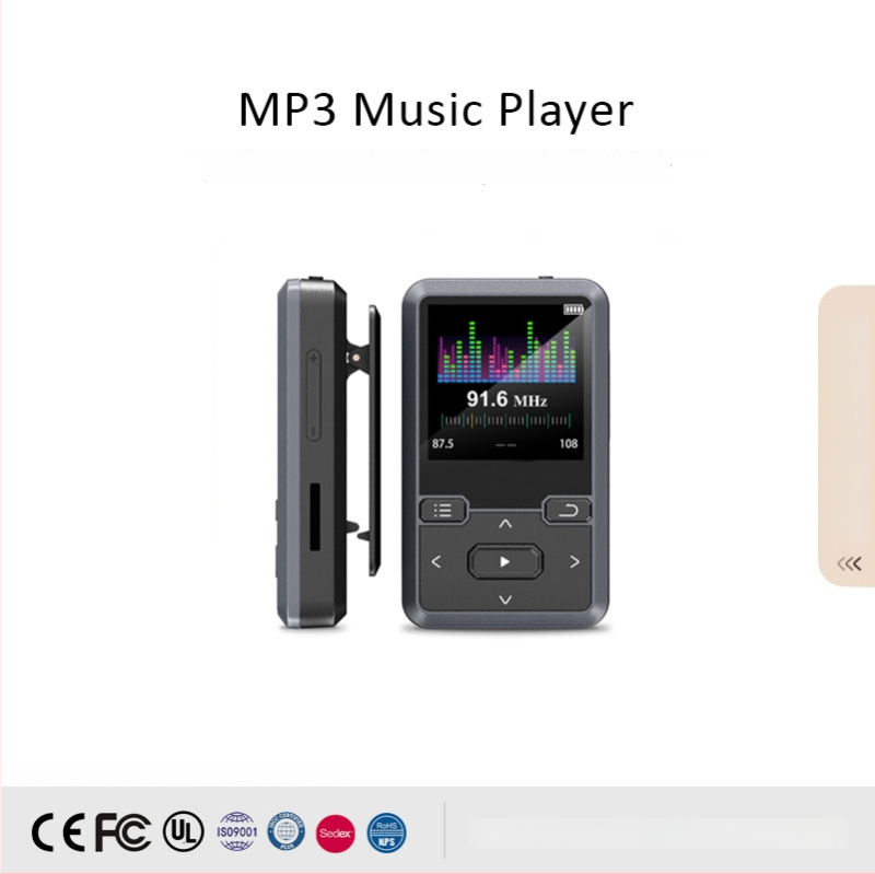 MB57 mini Bluetooth MP3-mängija klipsiga, 1,5-tolline monokromne ekraan, TF-kaart ja USB 2.0, toetus MP3/WMA/WAV/OGG/FLAC/APE, e-raamatute lugemine