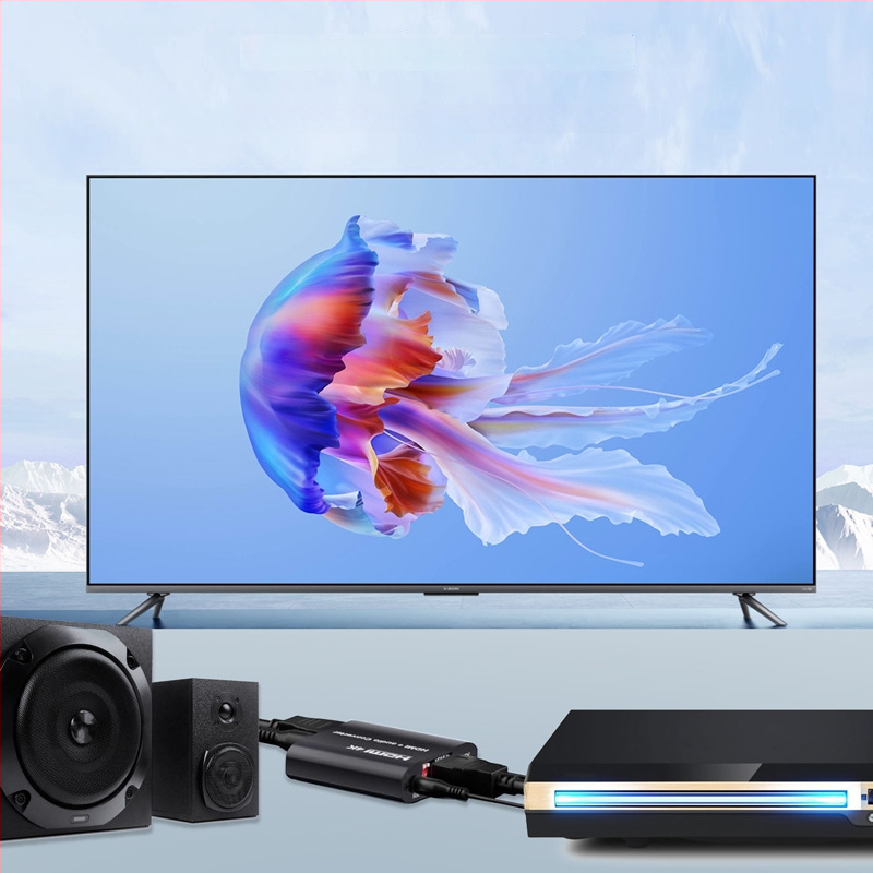 HDMI garso skirstytuvas ir adapteris HA-420, 4K @30Hz, suderinamas su Windows 7, palaiko capture kortą