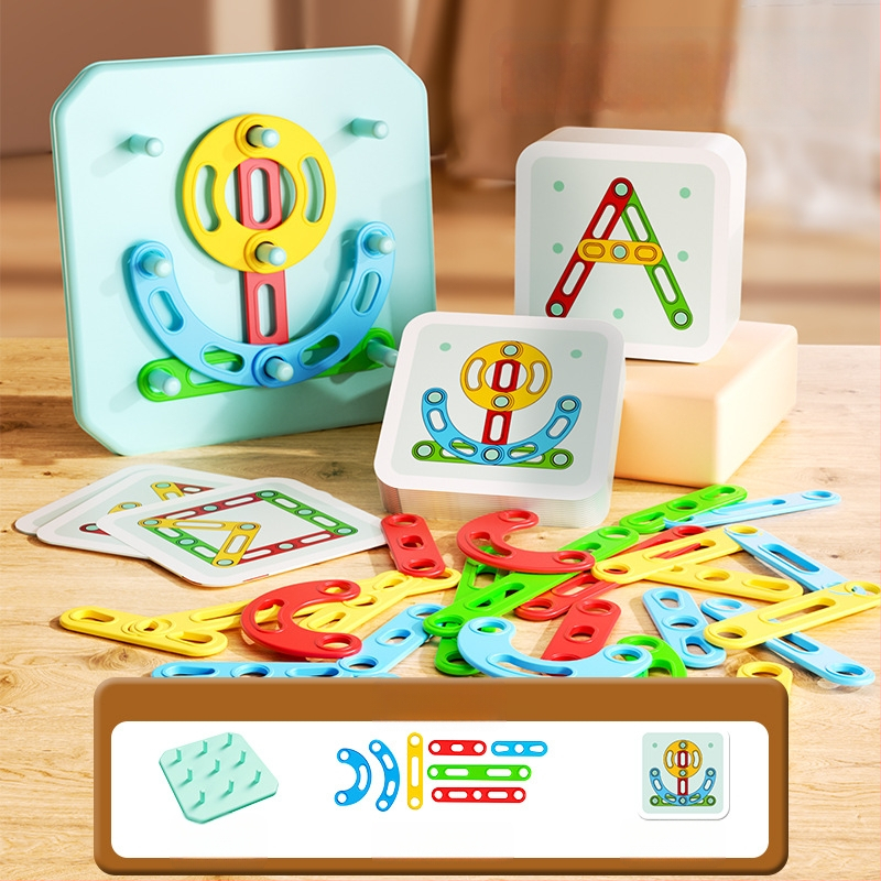 Montessori 3D dėlionė – stulpelių formų surinkimas su geometriniu suderinimu, plastikas, vaikams 4–6 metai