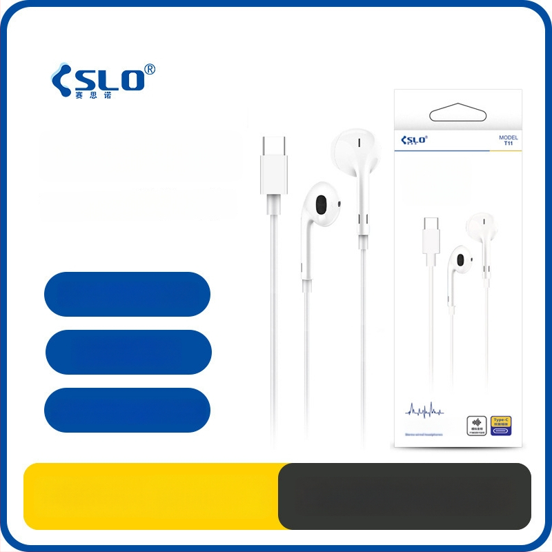 Type-C iekšējās auss austiņas ar inline vadību, kustīgs spole vadītājs, 1,2 m kabelis, Android saderīgs